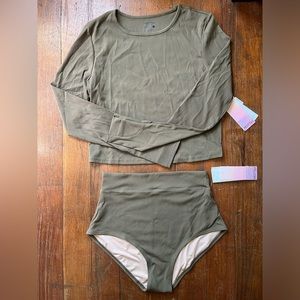 Mott 50 rash guard and high waist bottom